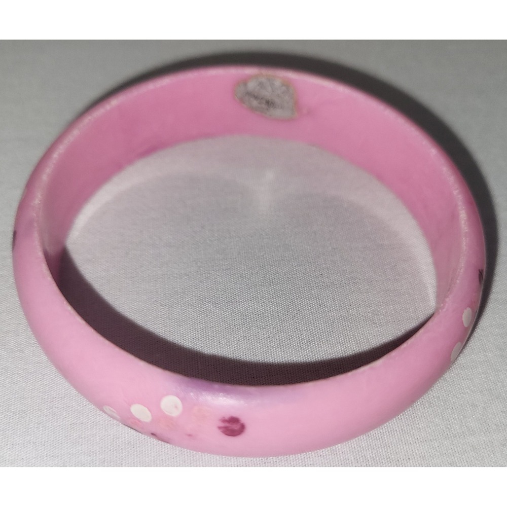 Hong Kong Bangle Bracelet Pink Marbled Polka Dot Vintage Style Jewelry